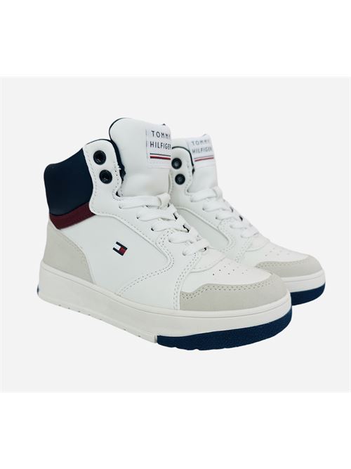 Sneakers alta bianca TOMMY HILFIGER | 33642BEIGE BIANCO BLU